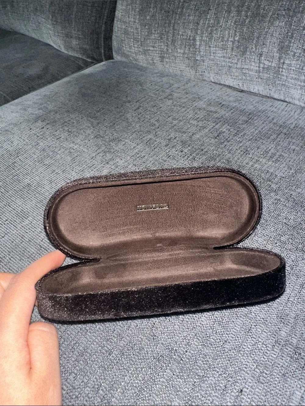 Tom Ford Black Velvet Eyewear Case with Embossed Logo